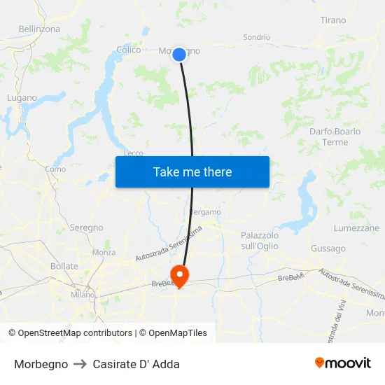 Morbegno to Casirate D' Adda map
