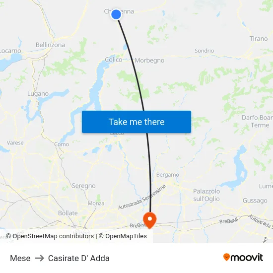 Mese to Casirate d'Adda map