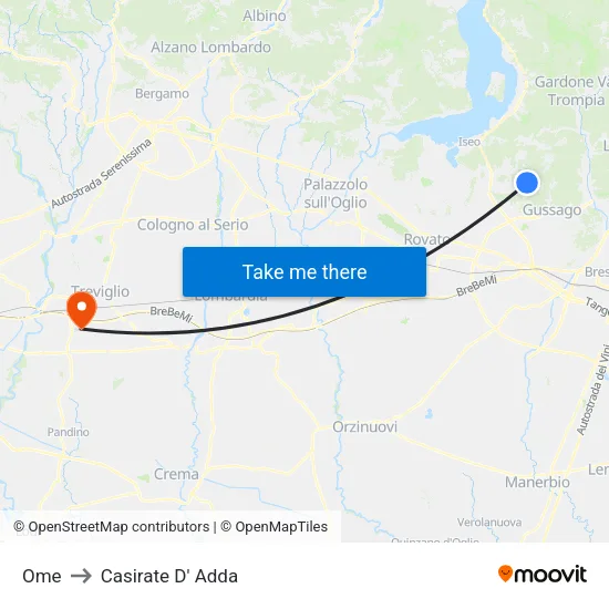 Ome to Casirate D' Adda map