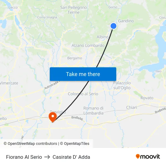 Fiorano al Serio to Casirate d'Adda map