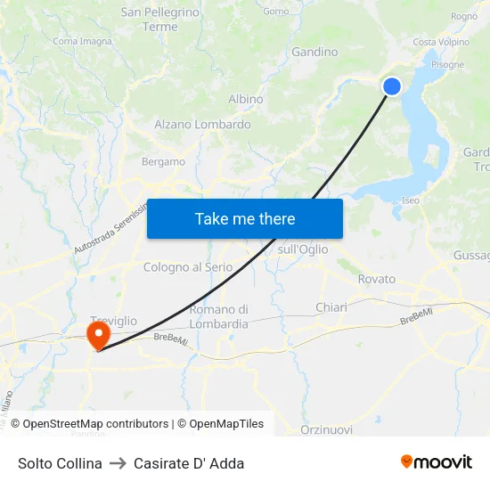 Solto Collina to Casirate D' Adda map