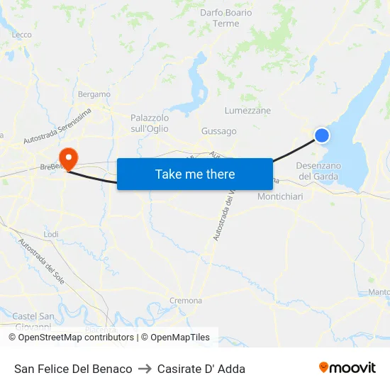 San Felice Del Benaco to Casirate D' Adda map