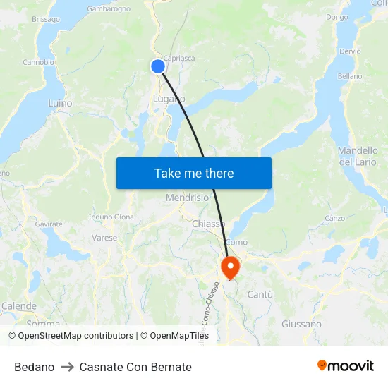 Bedano to Casnate Con Bernate map