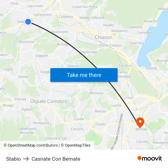 Stabio to Casnate Con Bernate map
