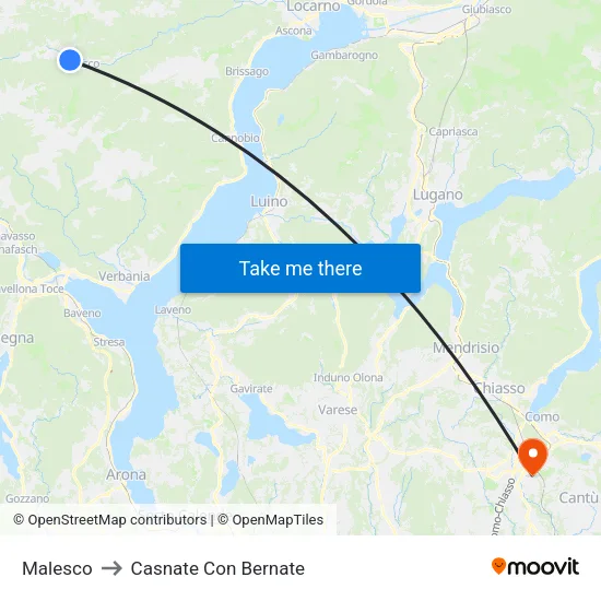 Malesco to Casnate Con Bernate map