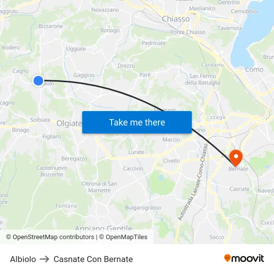 Albiolo to Casnate Con Bernate map