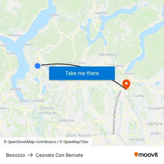 Besozzo to Casnate Con Bernate map
