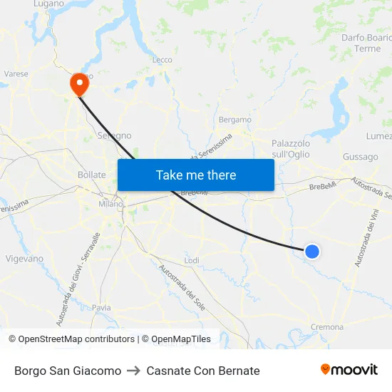 Borgo San Giacomo to Casnate Con Bernate map