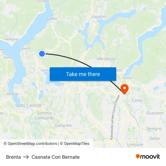 Brenta to Casnate Con Bernate map