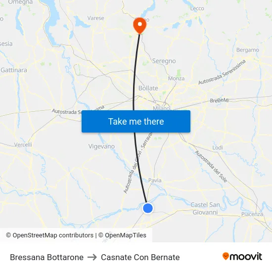 Bressana Bottarone to Casnate Con Bernate map