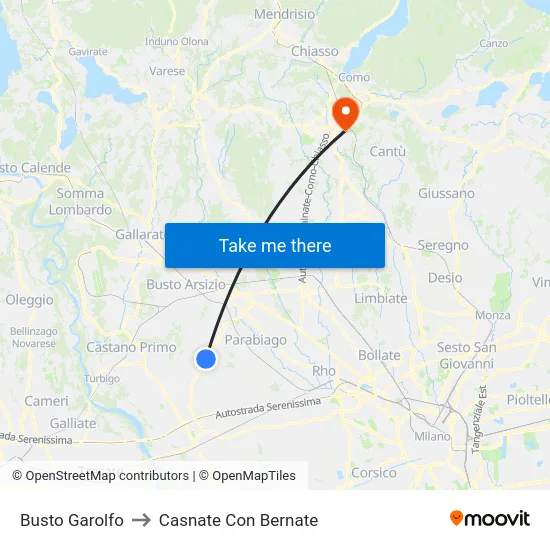 Busto Garolfo to Casnate Con Bernate map