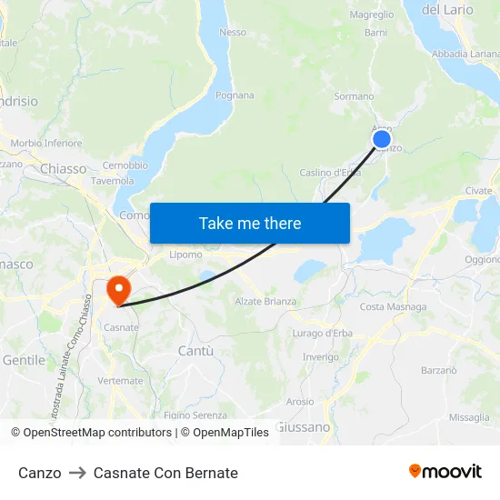 Canzo to Casnate Con Bernate map