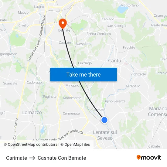 Carimate to Casnate Con Bernate map
