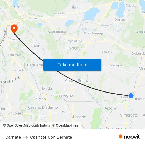 Carnate to Casnate Con Bernate map