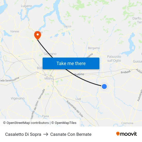 Casaletto Di Sopra to Casnate Con Bernate map