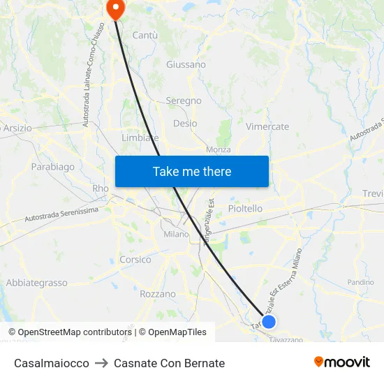 Casalmaiocco to Casnate Con Bernate map
