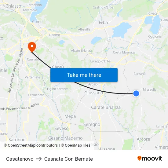 Casatenovo to Casnate Con Bernate map