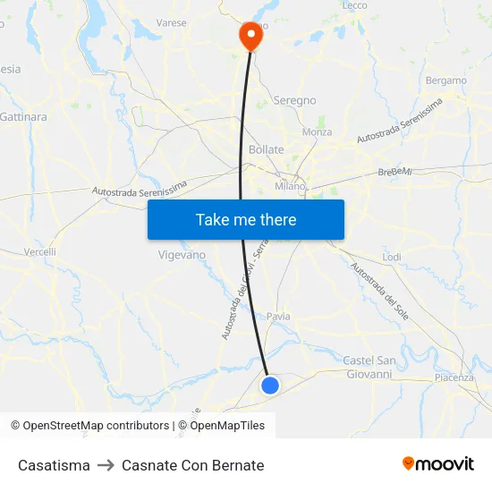 Casatisma to Casnate Con Bernate map