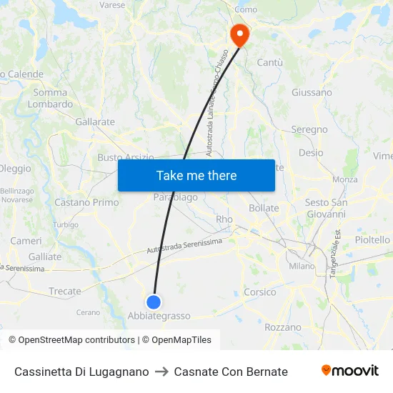 Cassinetta Di Lugagnano to Casnate Con Bernate map