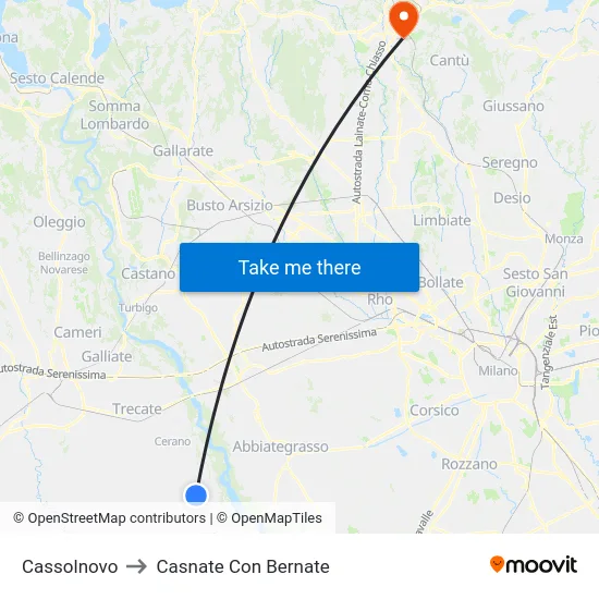 Cassolnovo to Casnate Con Bernate map