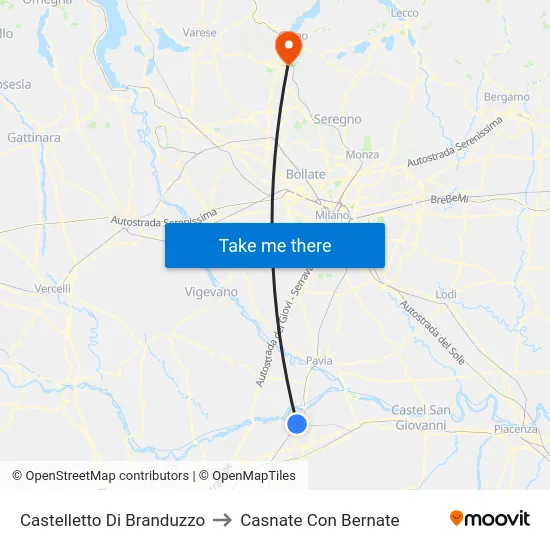 Castelletto Di Branduzzo to Casnate Con Bernate map