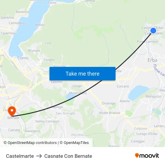 Castelmarte to Casnate Con Bernate map