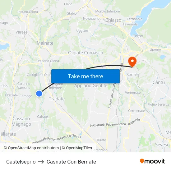 Castelseprio to Casnate Con Bernate map