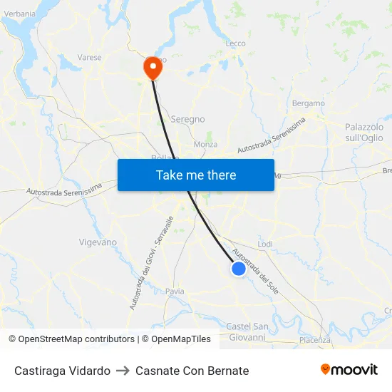 Castiraga Vidardo to Casnate Con Bernate map