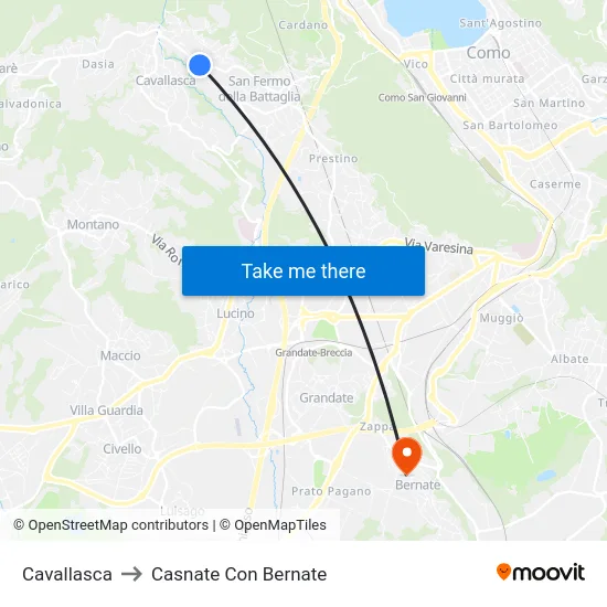 Cavallasca to Casnate Con Bernate map