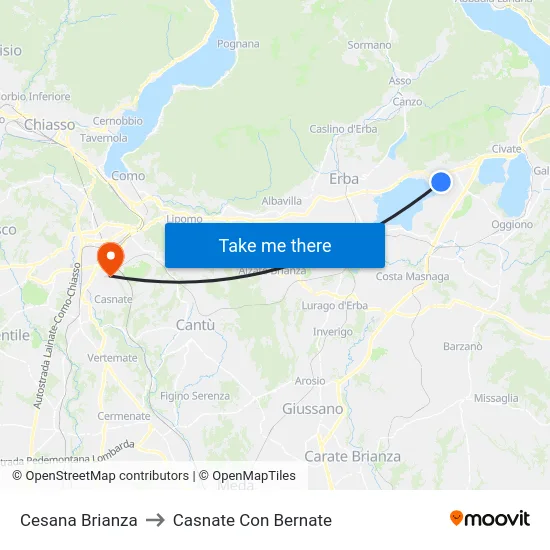 Cesana Brianza to Casnate Con Bernate map