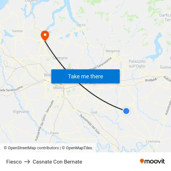 Fiesco to Casnate Con Bernate map