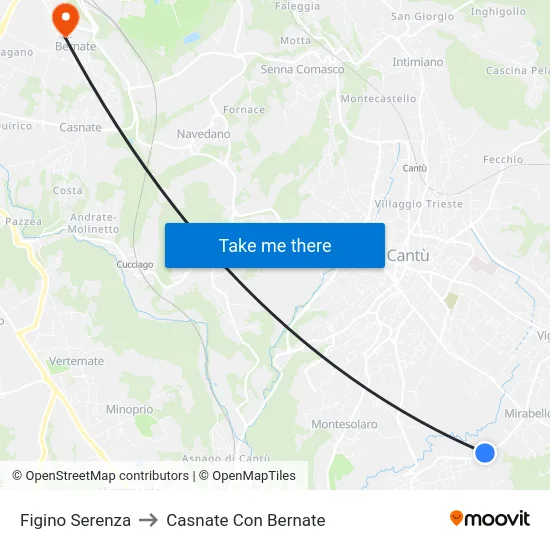Figino Serenza to Casnate Con Bernate map