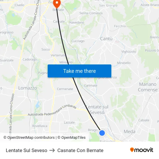Lentate Sul Seveso to Casnate Con Bernate map