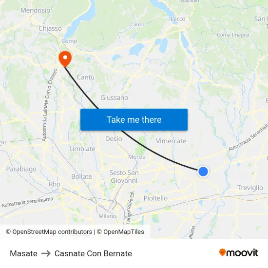 Masate to Casnate Con Bernate map