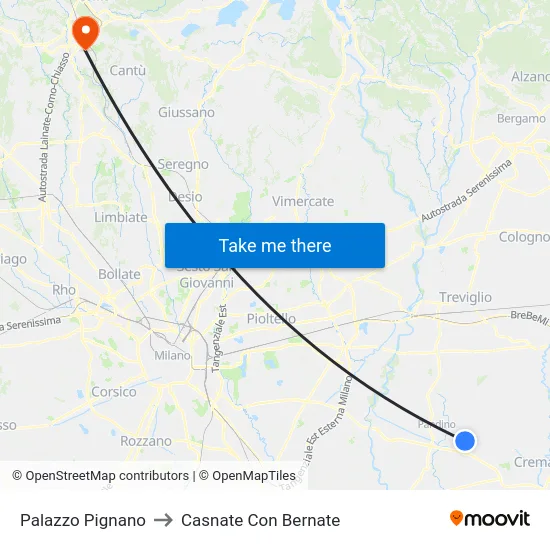 Palazzo Pignano to Casnate Con Bernate map