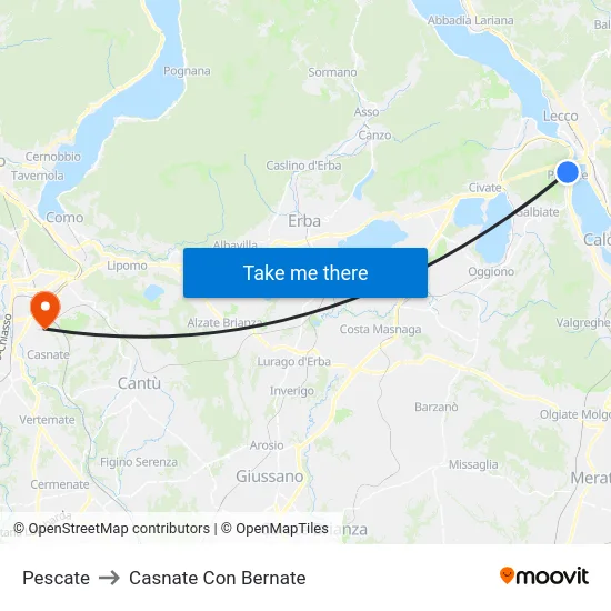 Pescate to Casnate Con Bernate map