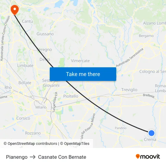 Pianengo to Casnate Con Bernate map