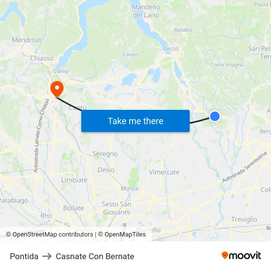Pontida to Casnate Con Bernate map