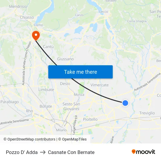 Pozzo D' Adda to Casnate Con Bernate map