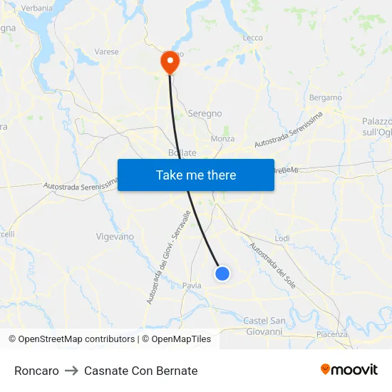 Roncaro to Casnate Con Bernate map