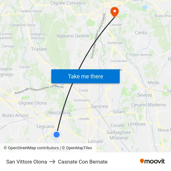 San Vittore Olona to Casnate Con Bernate map