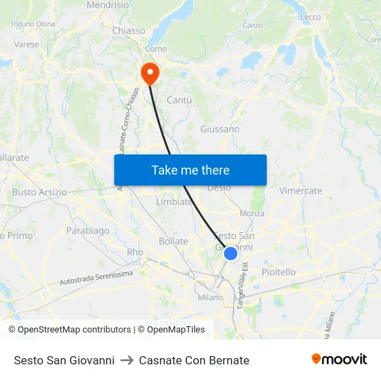 Sesto San Giovanni to Casnate Con Bernate map