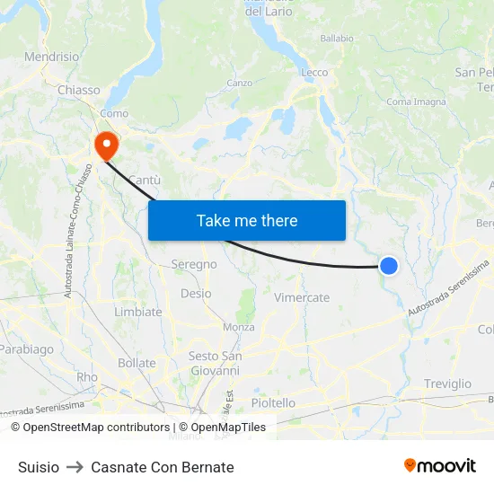 Suisio to Casnate Con Bernate map