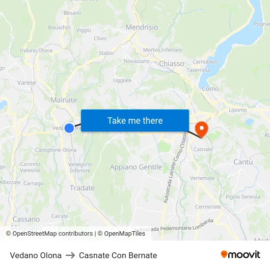 Vedano Olona to Casnate Con Bernate map