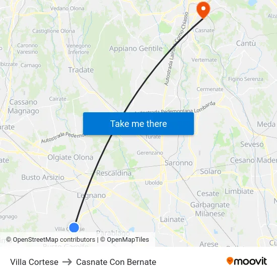 Villa Cortese to Casnate Con Bernate map