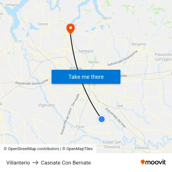 Villanterio to Casnate Con Bernate map