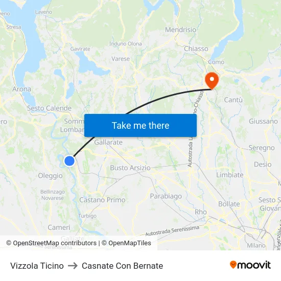 Vizzola Ticino to Casnate Con Bernate map