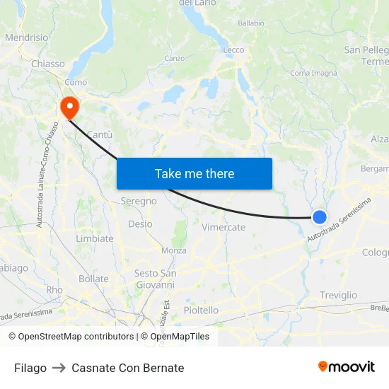 Filago to Casnate Con Bernate map