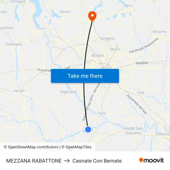 MEZZANA RABATTONE to Casnate Con Bernate map