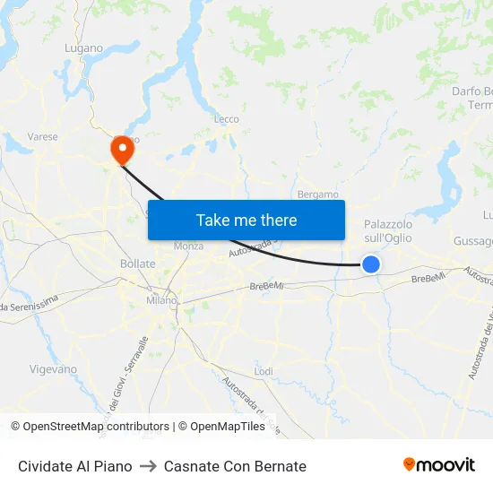 Cividate Al Piano to Casnate Con Bernate map